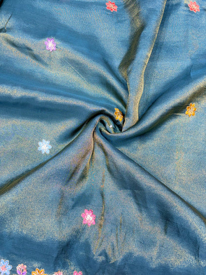 Royal Heritage Visco Tissue (Embroidered )Fabric ,lehanga,blouse, duppats , Inch 44-45 Width