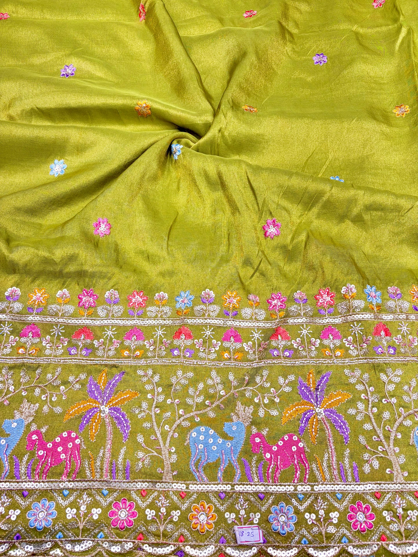 Royal Heritage Visco Tissue (Embroidered )Fabric ,lehanga,blouse, duppats , Inch 44-45 Width