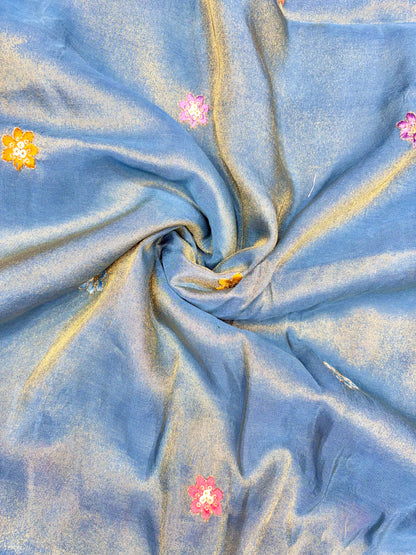 Royal Heritage Visco Tissue (Embroidered )Fabric ,lehanga,blouse, duppats , Inch 44-45 Width