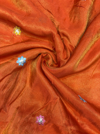 Royal Heritage Visco Tissue (Embroidered )Fabric ,lehanga,blouse, duppats , Inch 44-45 Width