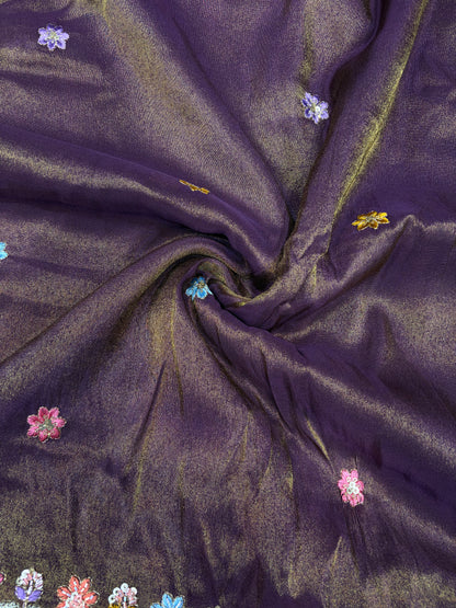 Royal Heritage Visco Tissue (Embroidered )Fabric ,lehanga,blouse, duppats , Inch 44-45 Width