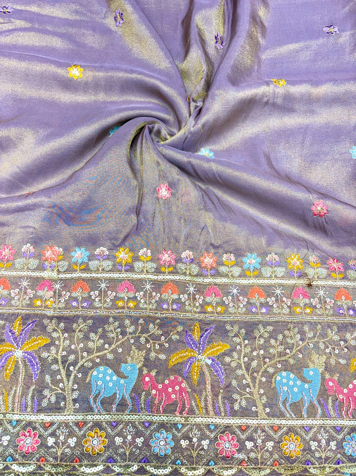 Royal Heritage Visco Tissue (Embroidered )Fabric ,lehanga,blouse, duppats , Inch 44-45 Width