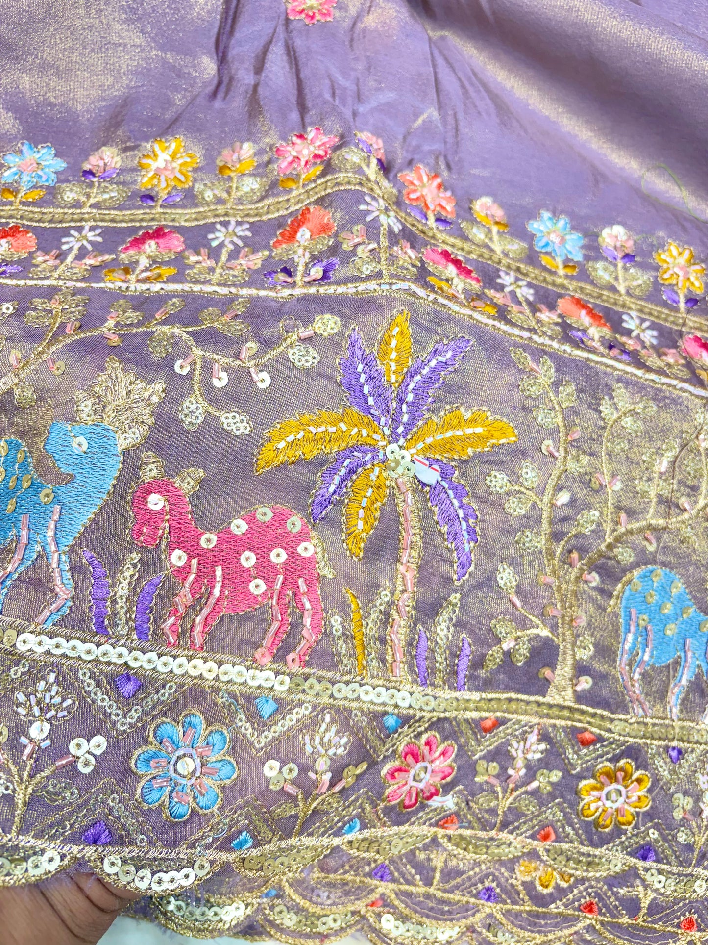 Royal Heritage Visco Tissue (Embroidered )Fabric ,lehanga,blouse, duppats , Inch 44-45 Width