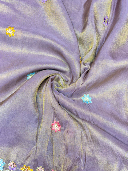 Royal Heritage Visco Tissue (Embroidered )Fabric ,lehanga,blouse, duppats , Inch 44-45 Width