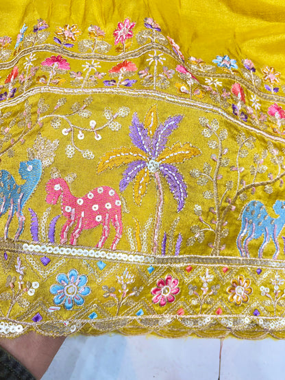 Royal Heritage Visco Tissue (Embroidered )Fabric ,lehanga,blouse, duppats , Inch 44-45 Width