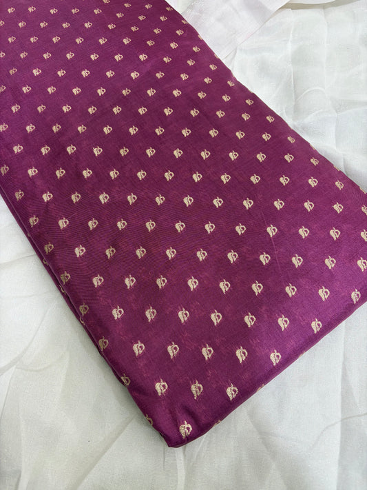 Royal banarari Zari Leaf Weave fabrics 44inch width (wine)