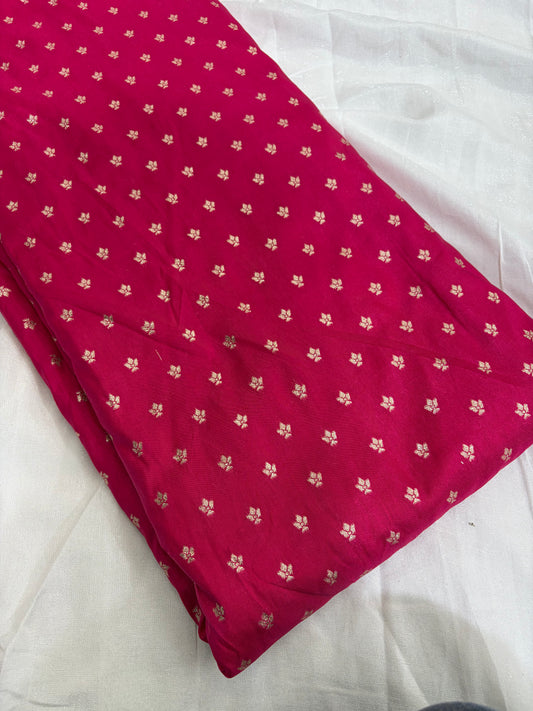 Royal 100% pure banarari Zari Leaf Weave fabrics 44inch width maroon