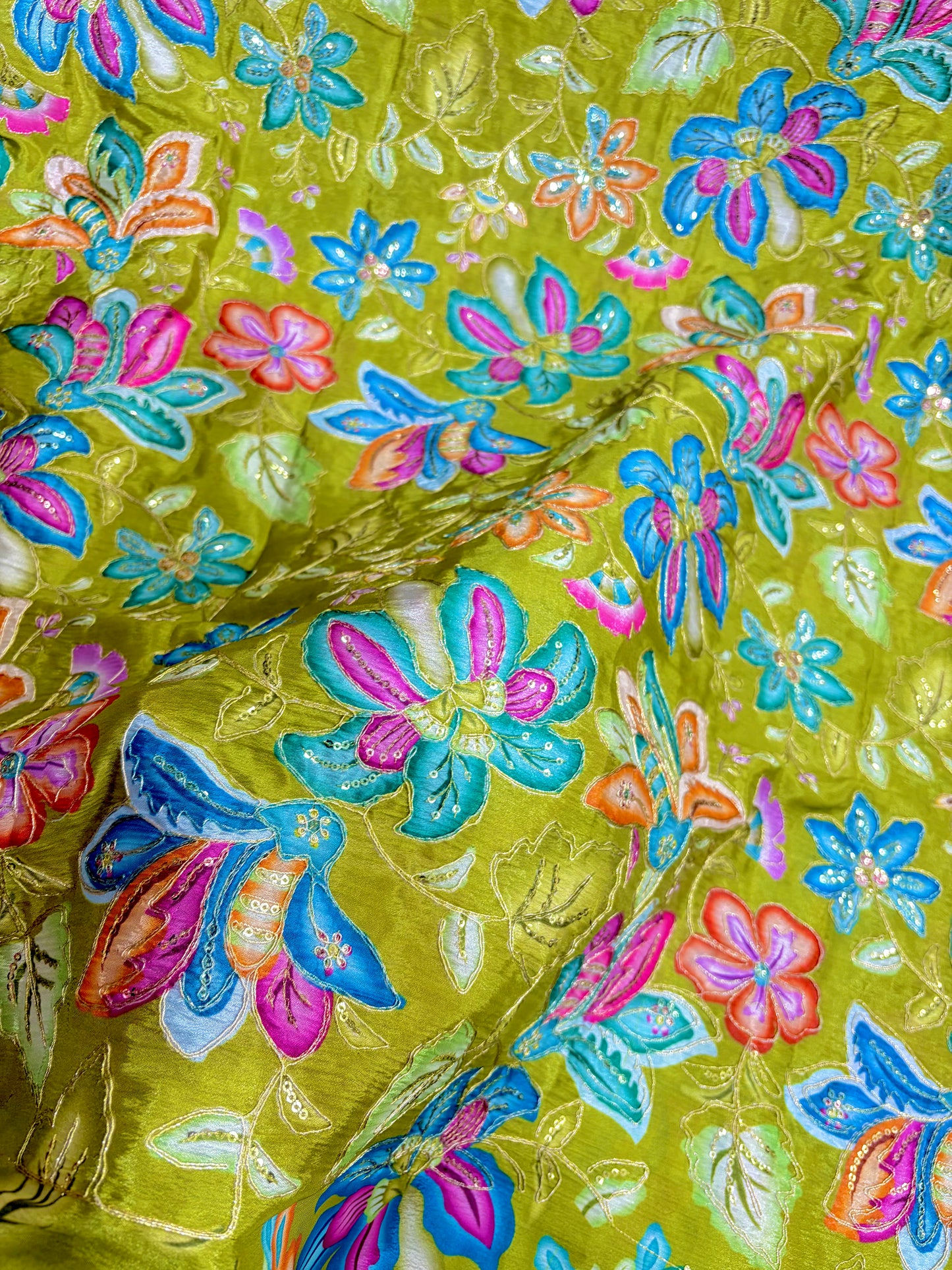 Beautiful 😍 Pure Chenin fabrics flower desing 44inch width