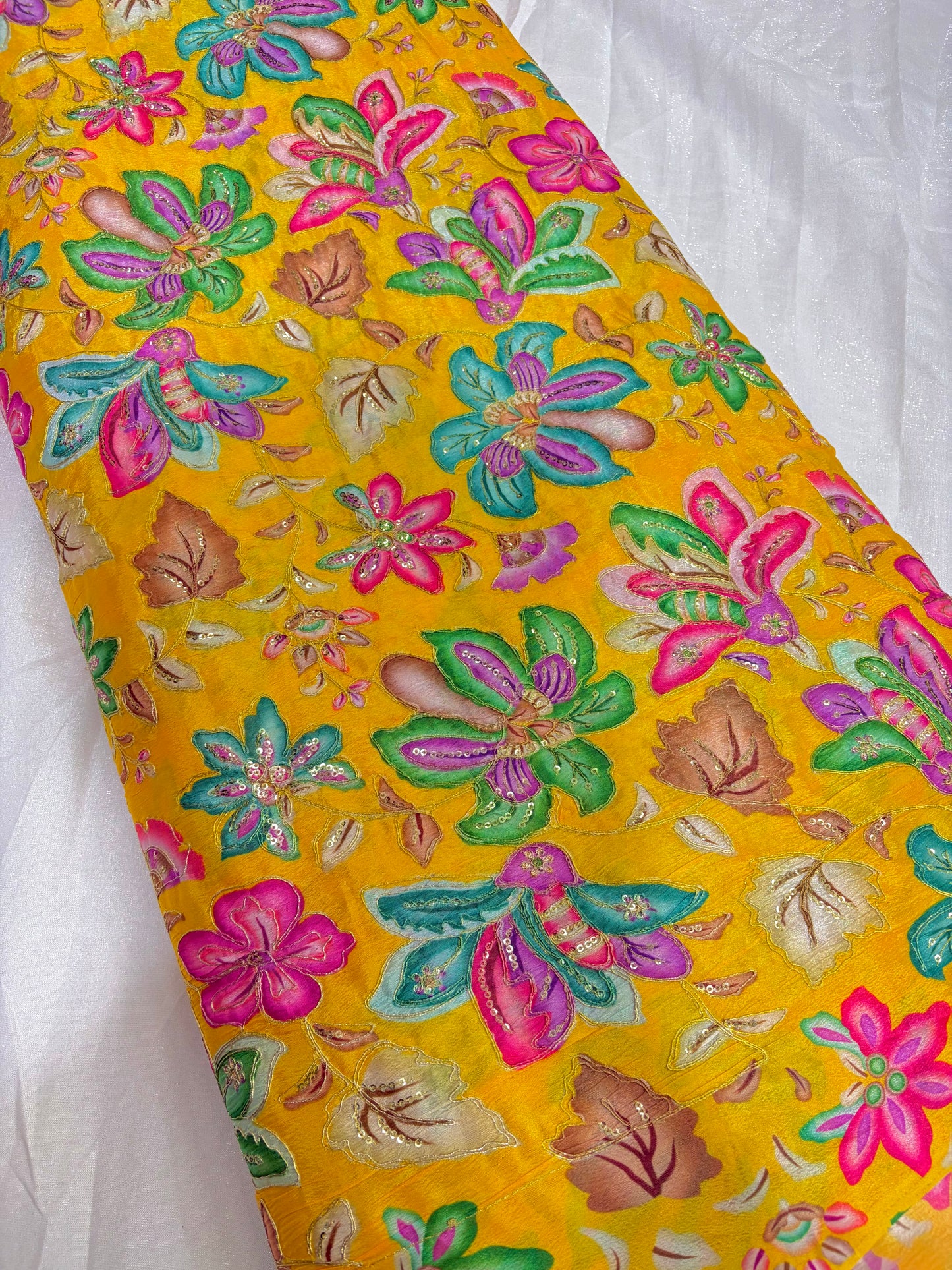 Beautiful 😍 Pure Chenin fabrics flower desing 44inch width