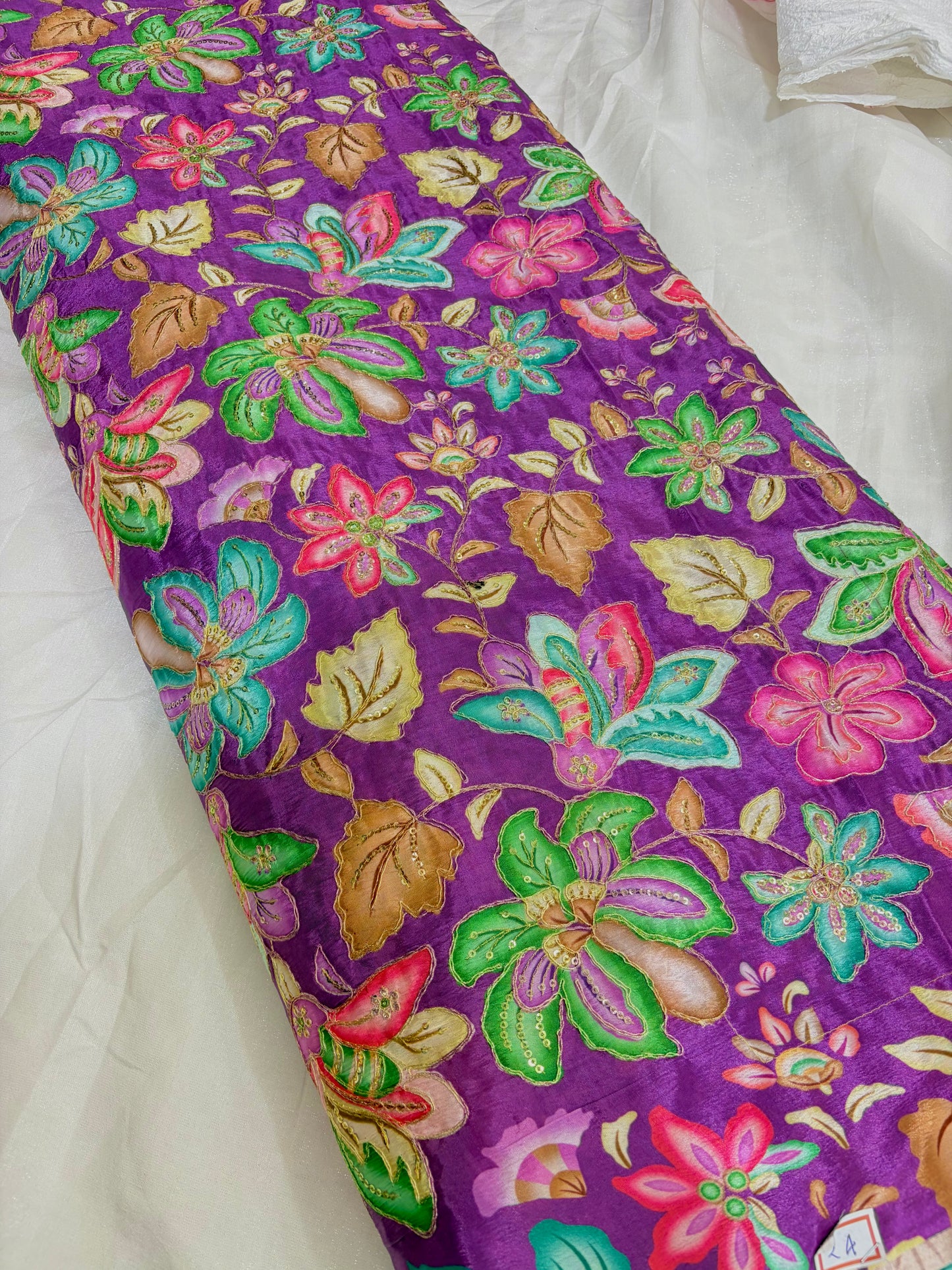 Beautiful 😍 Pure Chenin fabrics flower desing 44inch width PURPLE