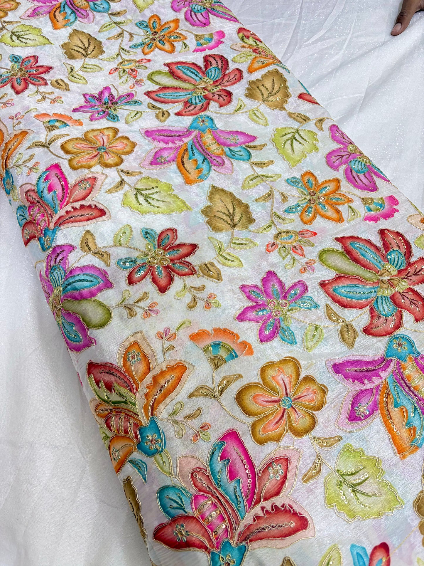 Beautiful 😍 Pure Chenin fabrics flower desing 44inch width