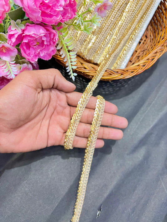 Handwork Lace Borders – Premium Quality, Intricate Embellishments for Sarees, Lehengas, Dupattas, and Luxury Home Decor - Gold