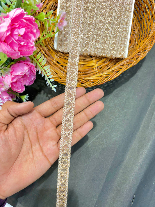 Handwork Lace Borders – Premium Quality, Intricate Embellishments for Sarees, Lehengas, Dupattas, and Luxury Home Decor - Gold