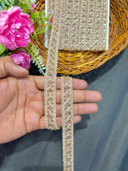 Handwork Lace Borders – Premium Quality, Intricate Embellishments for Sarees, Lehengas, Dupattas, and Luxury Home Decor - Gold
