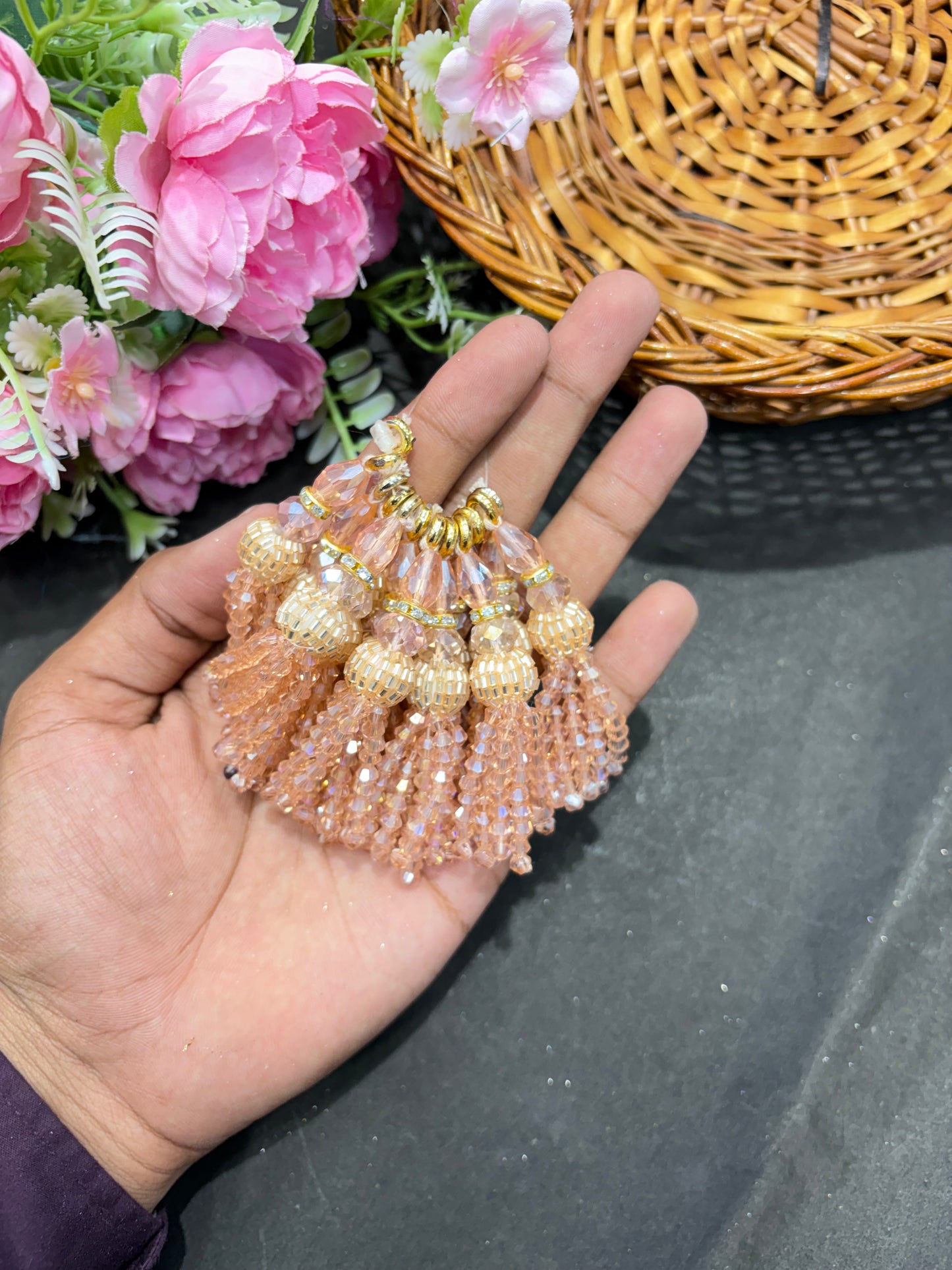 Opulent Crystal Beaded Tassel / Latkan pack of 12 peaces)