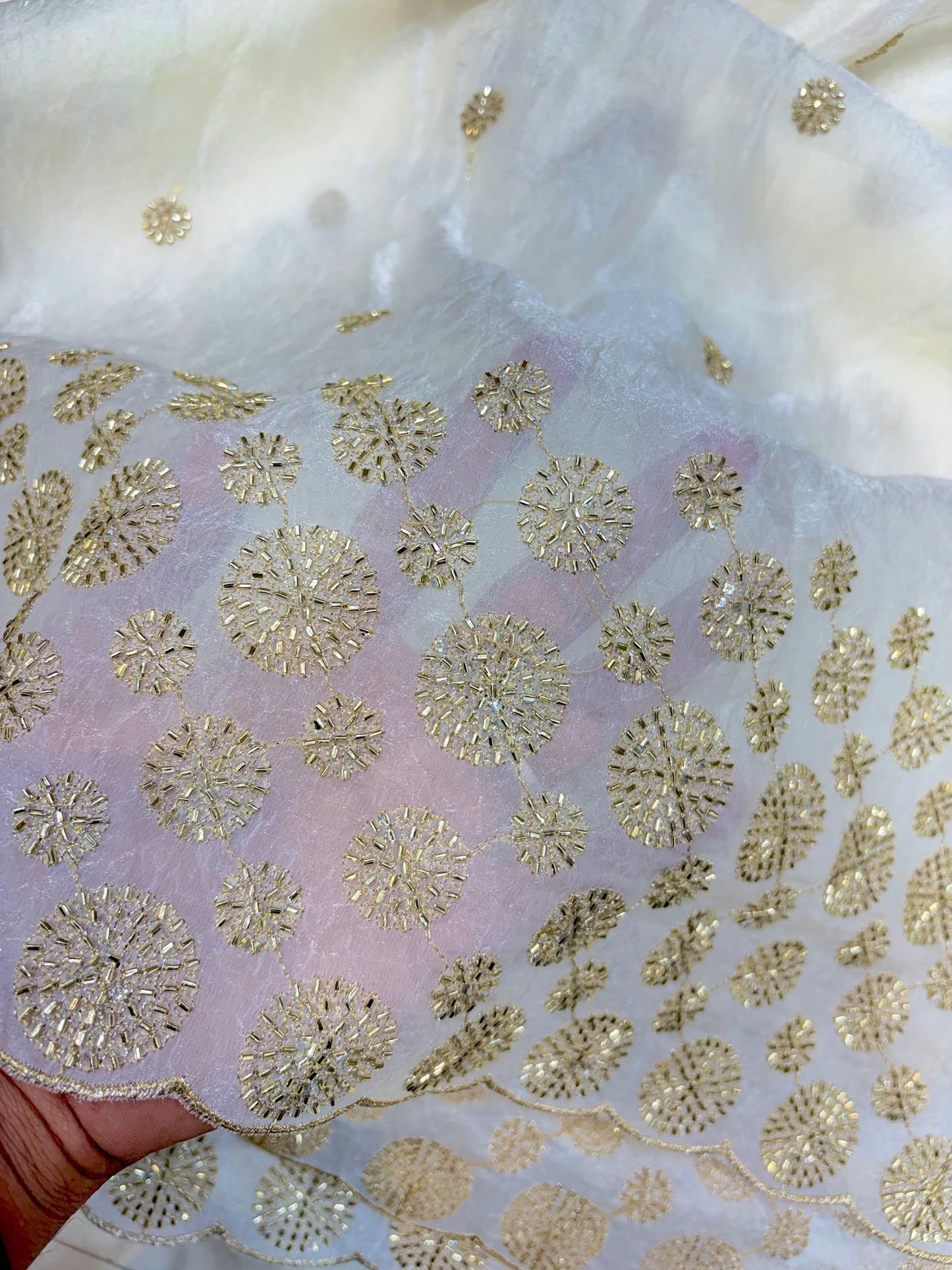 Space  fabric with beautiful beats work lehanga ,blouse, Anarkali, sare , frock , gowns 44 inch width