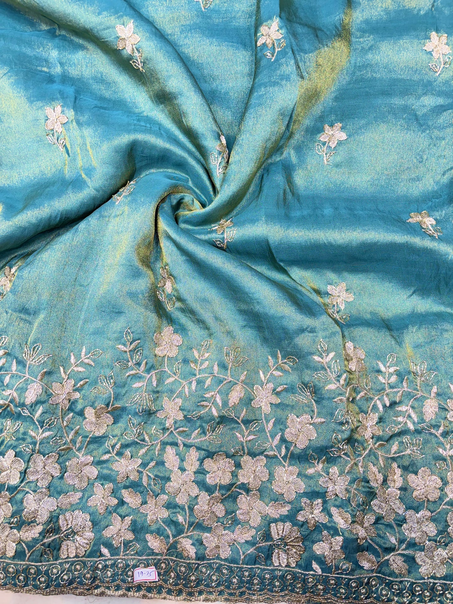 Pure viscouse tissue with beats work flower design