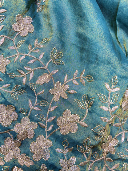 Pure viscouse tissue with beats work flower design