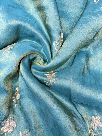 Pure viscouse tissue with beats work flower design