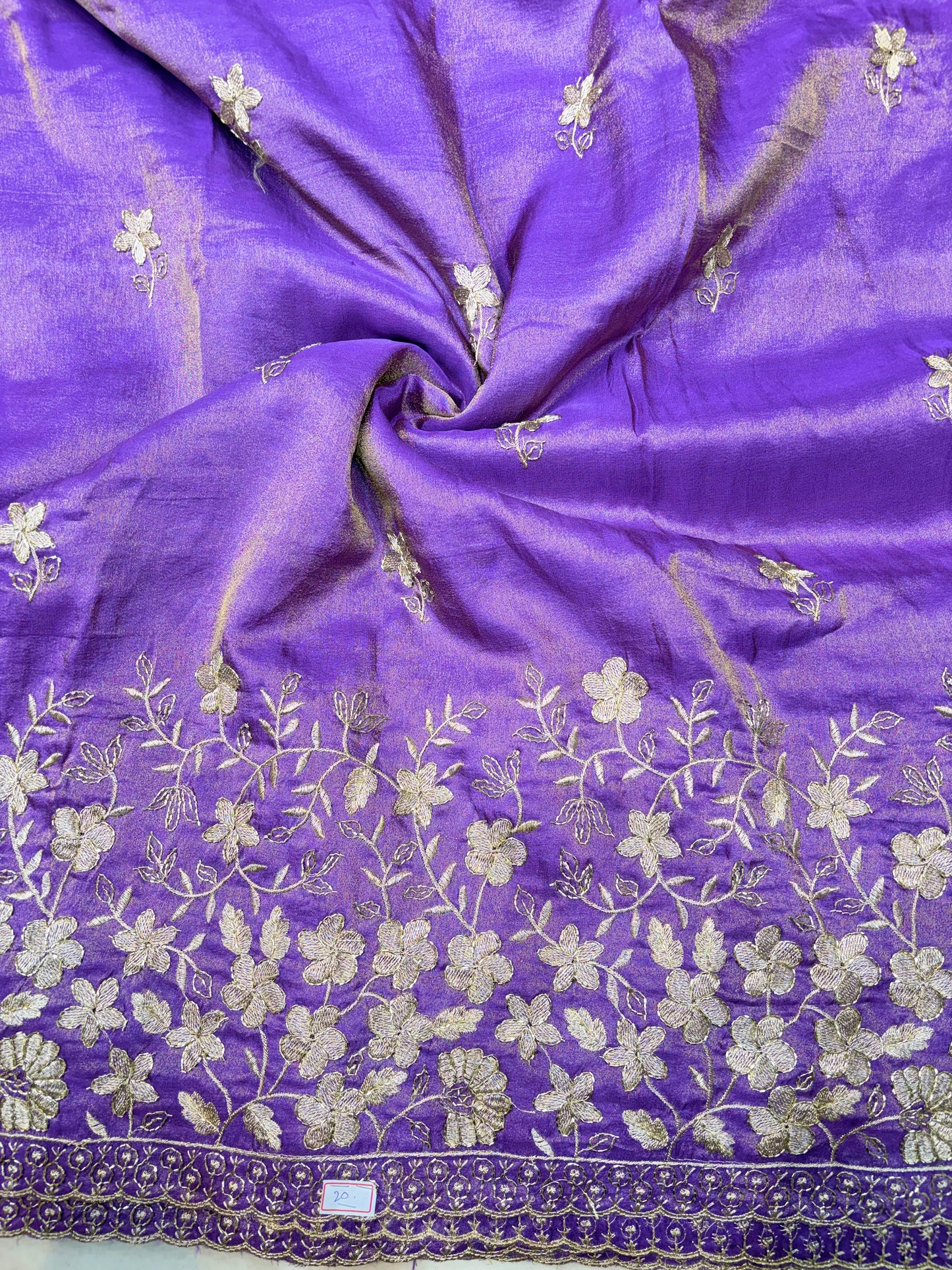 Pure viscouse tissue with beats work flower design 44INCH WIDTH