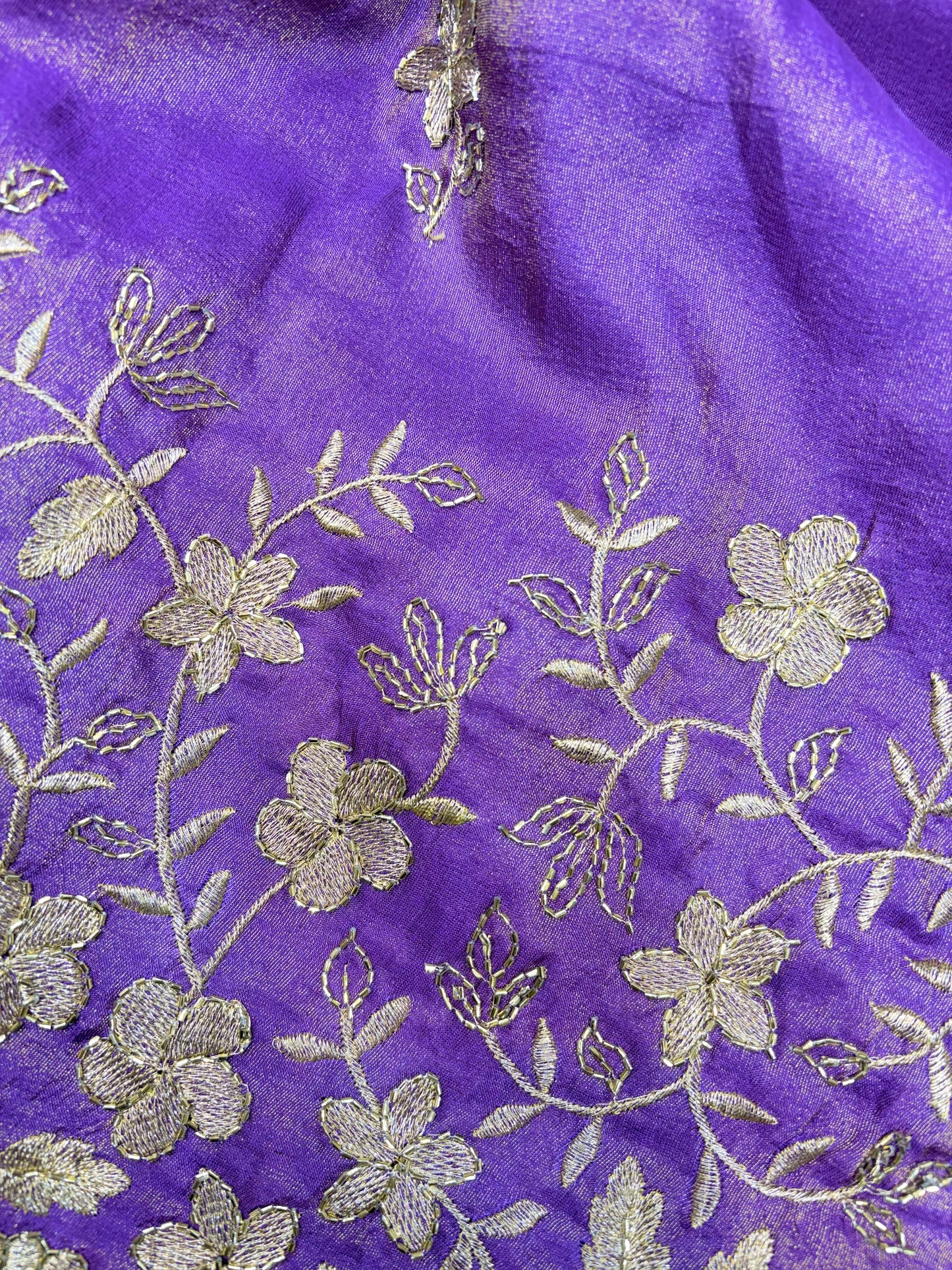 Pure viscouse tissue with beats work flower design 44INCH WIDTH