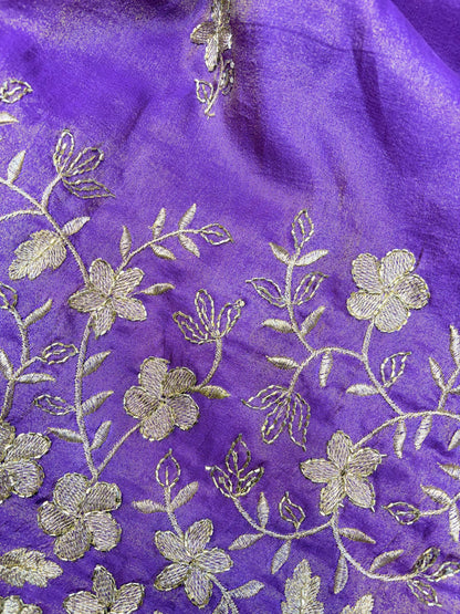 Pure viscouse tissue with beats work flower design 44INCH WIDTH