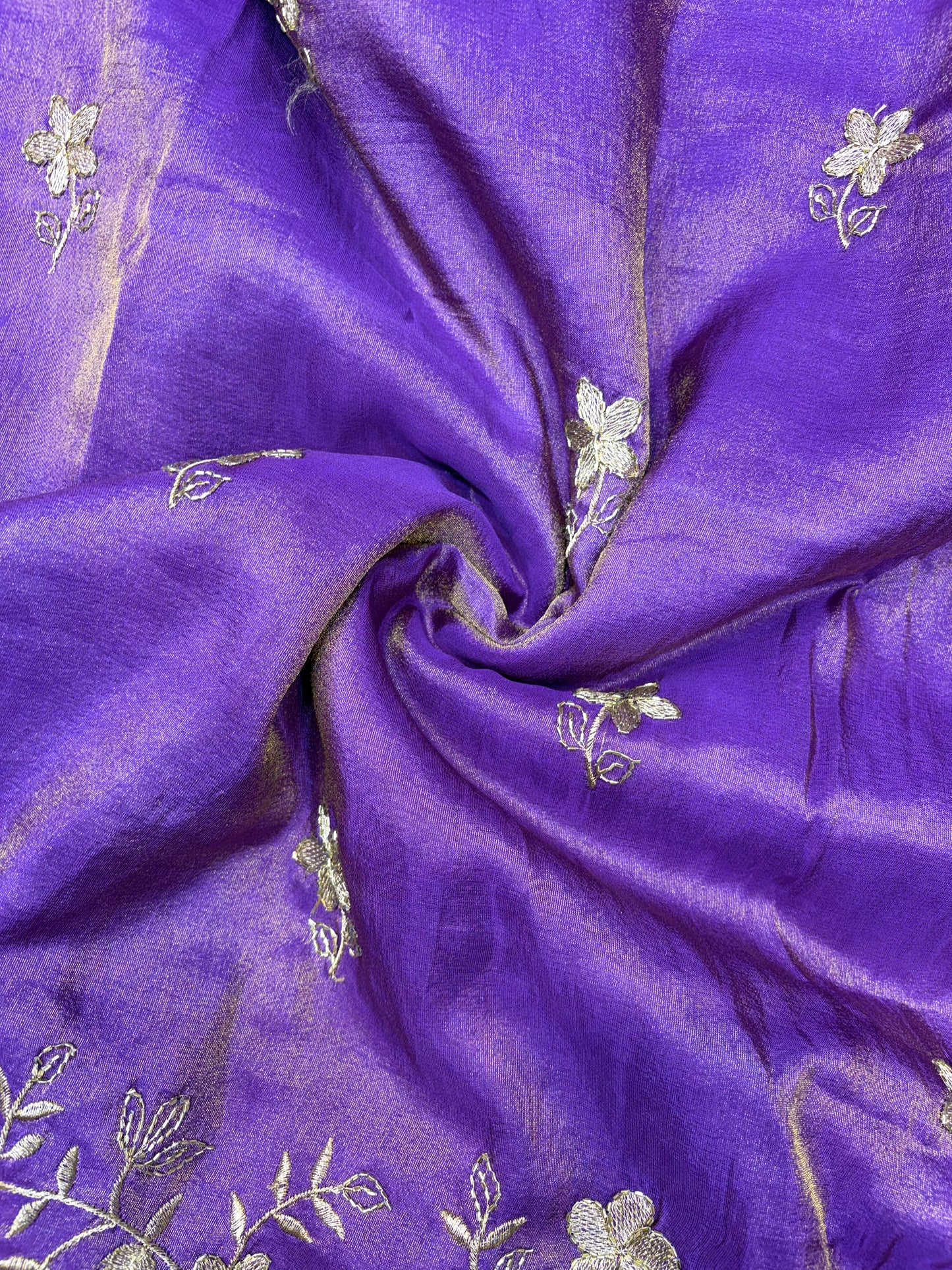 Pure viscouse tissue with beats work flower design 44INCH WIDTH