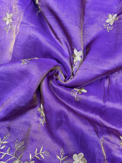 Pure viscouse tissue with beats work flower design 44INCH WIDTH