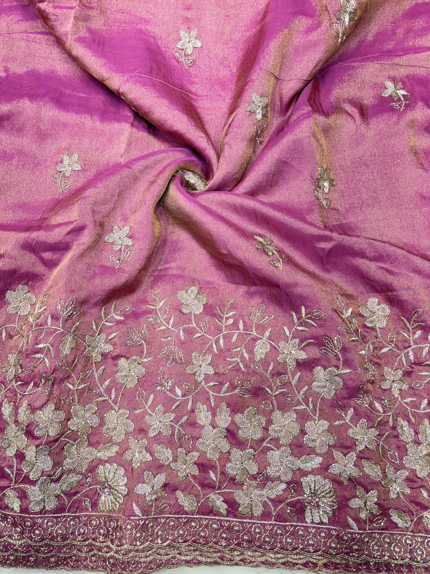 Pure viscouse tissue with beats work flower design 44WIDTH