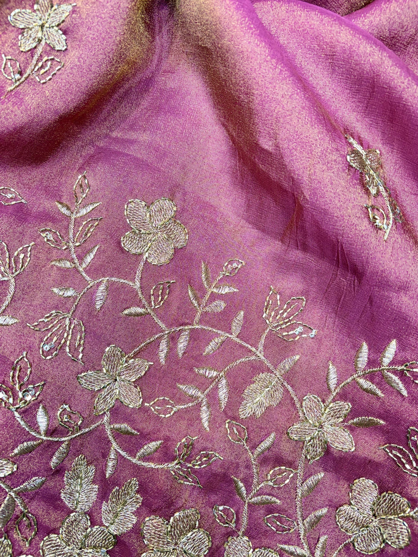 Pure viscouse tissue with beats work flower design 44WIDTH