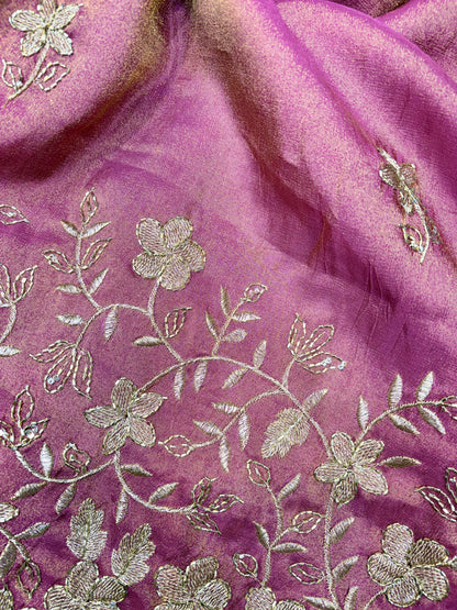 Pure viscouse tissue with beats work flower design 44WIDTH