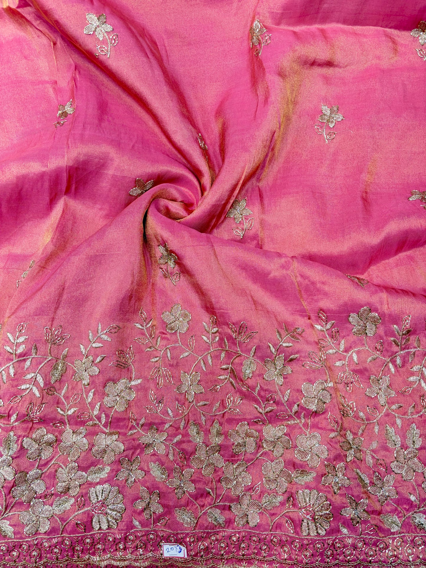 Pure viscouse tissue with beats work flower design