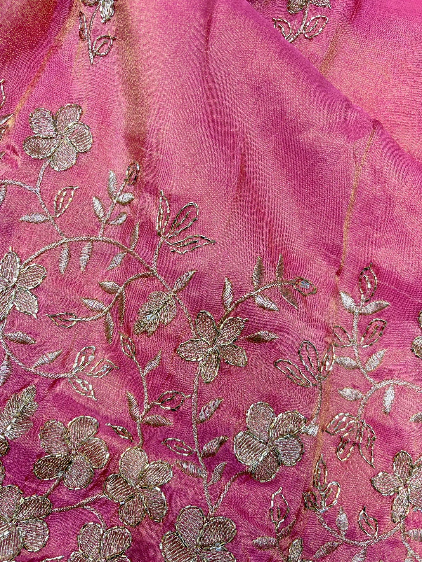 Pure viscouse tissue with beats work flower design