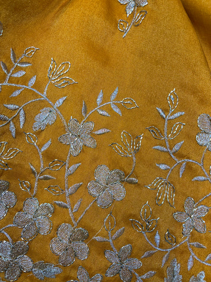 Pure viscouse tissue with beats work flower design