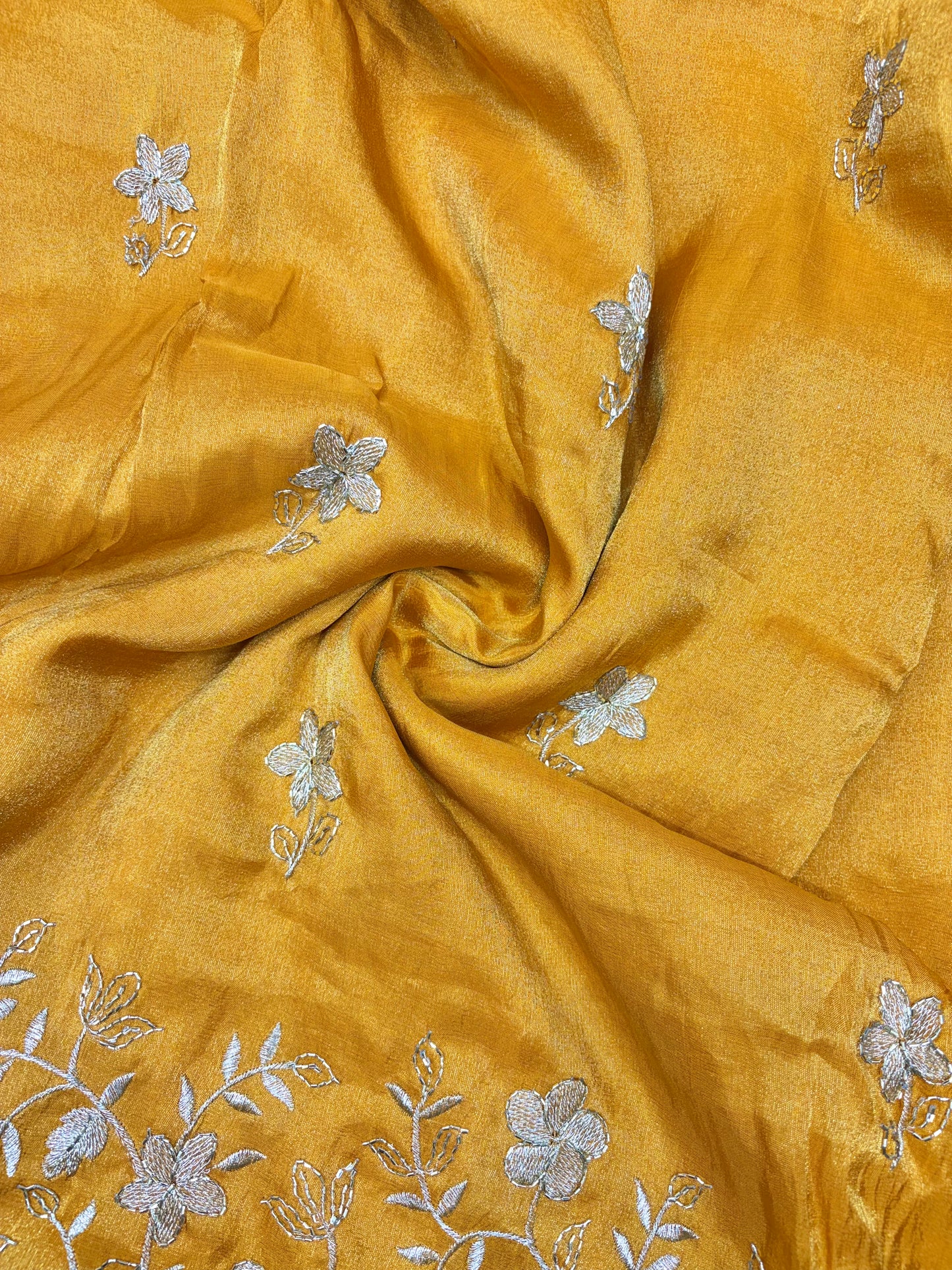 Pure viscouse tissue with beats work flower design