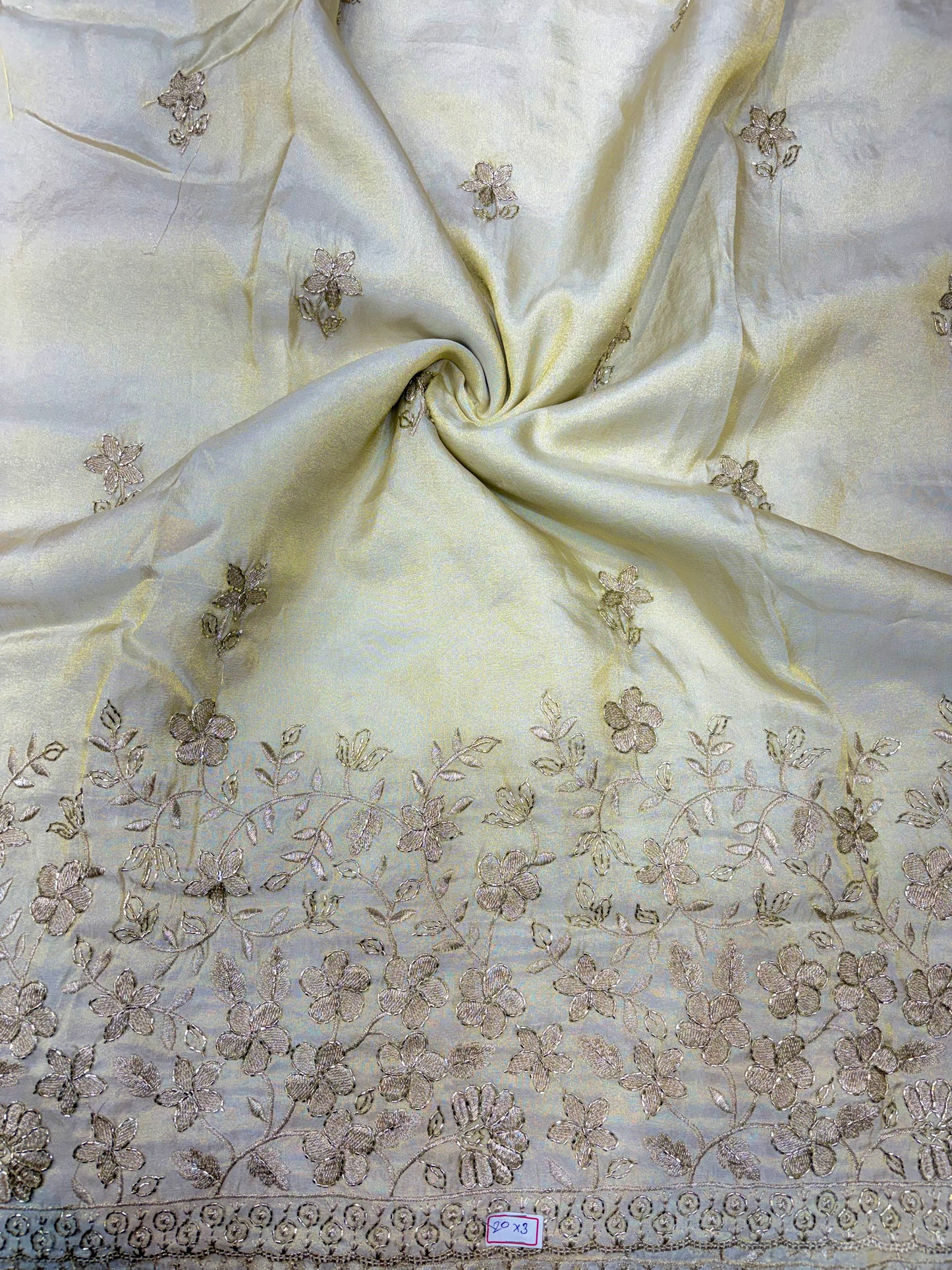 Pure viscouse tissue with beats work flower design