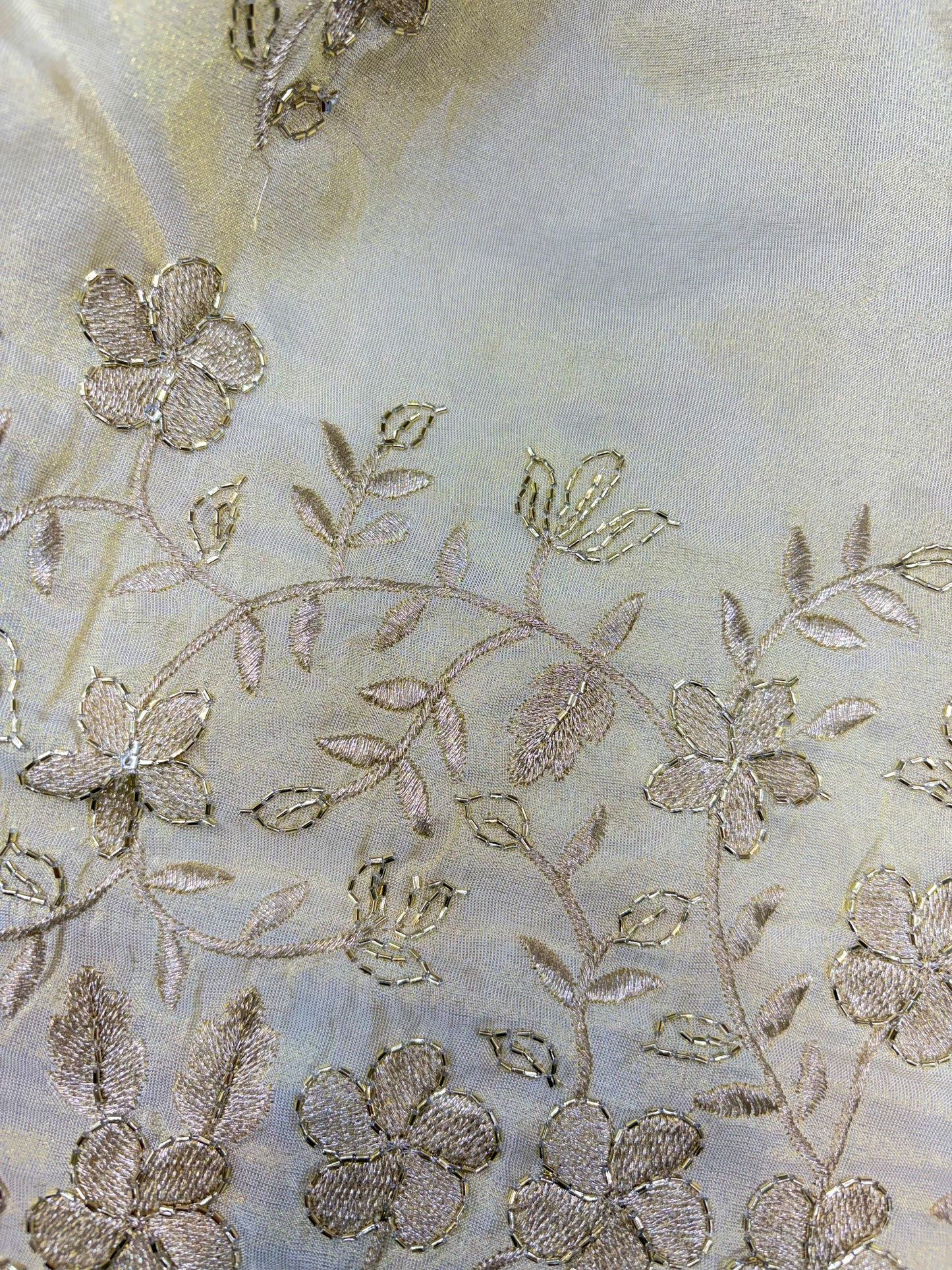 Pure viscouse tissue with beats work flower design