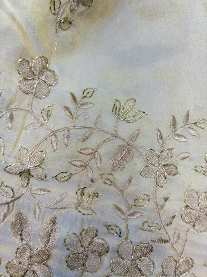 Pure viscouse tissue with beats work flower design