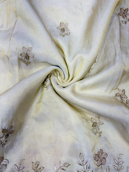 Pure viscouse tissue with beats work flower design