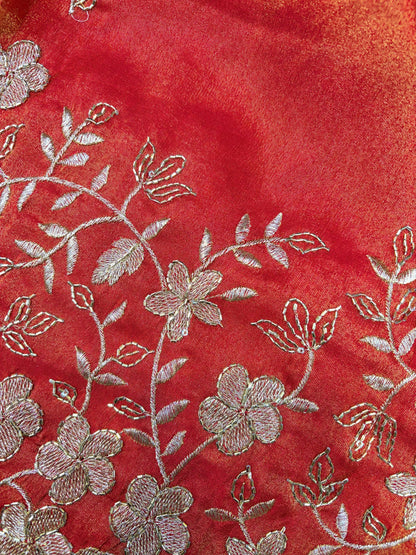 Pure viscouse tissue with beats work flower design