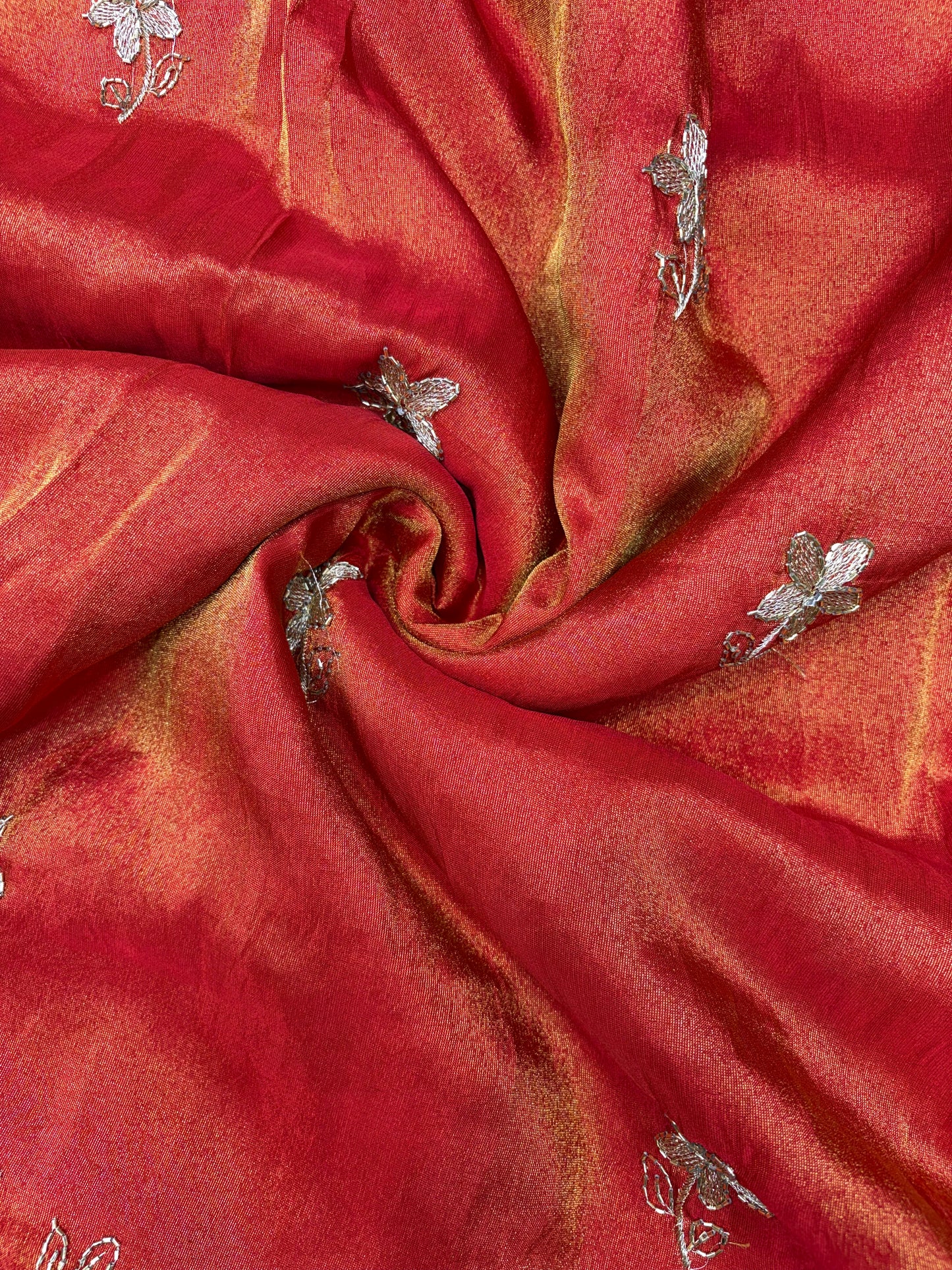 Pure viscouse tissue with beats work flower design