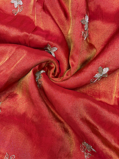 Pure viscouse tissue with beats work flower design