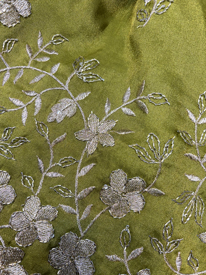 Pure viscouse tissue with beats work flower design