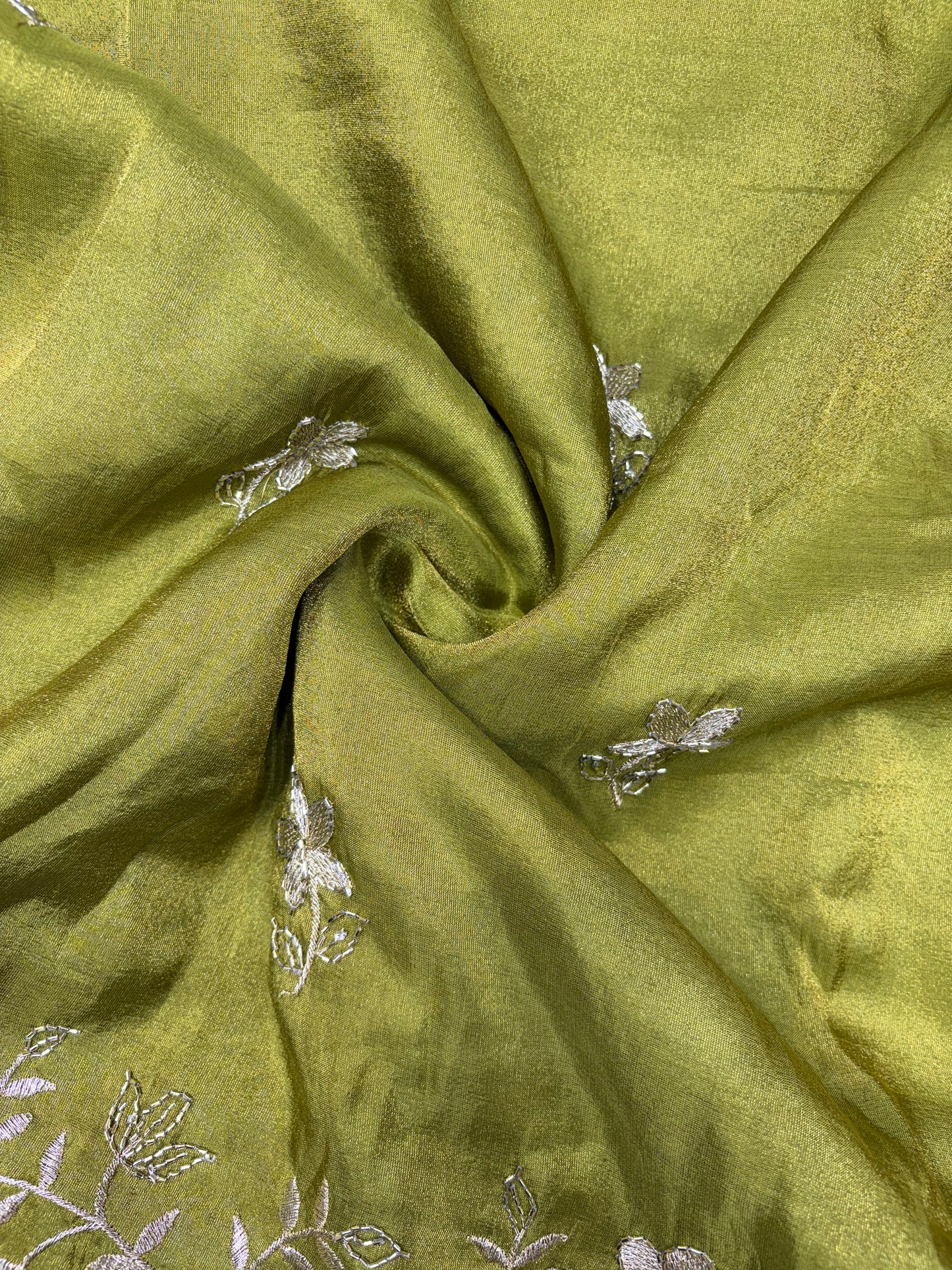 Pure viscouse tissue with beats work flower design