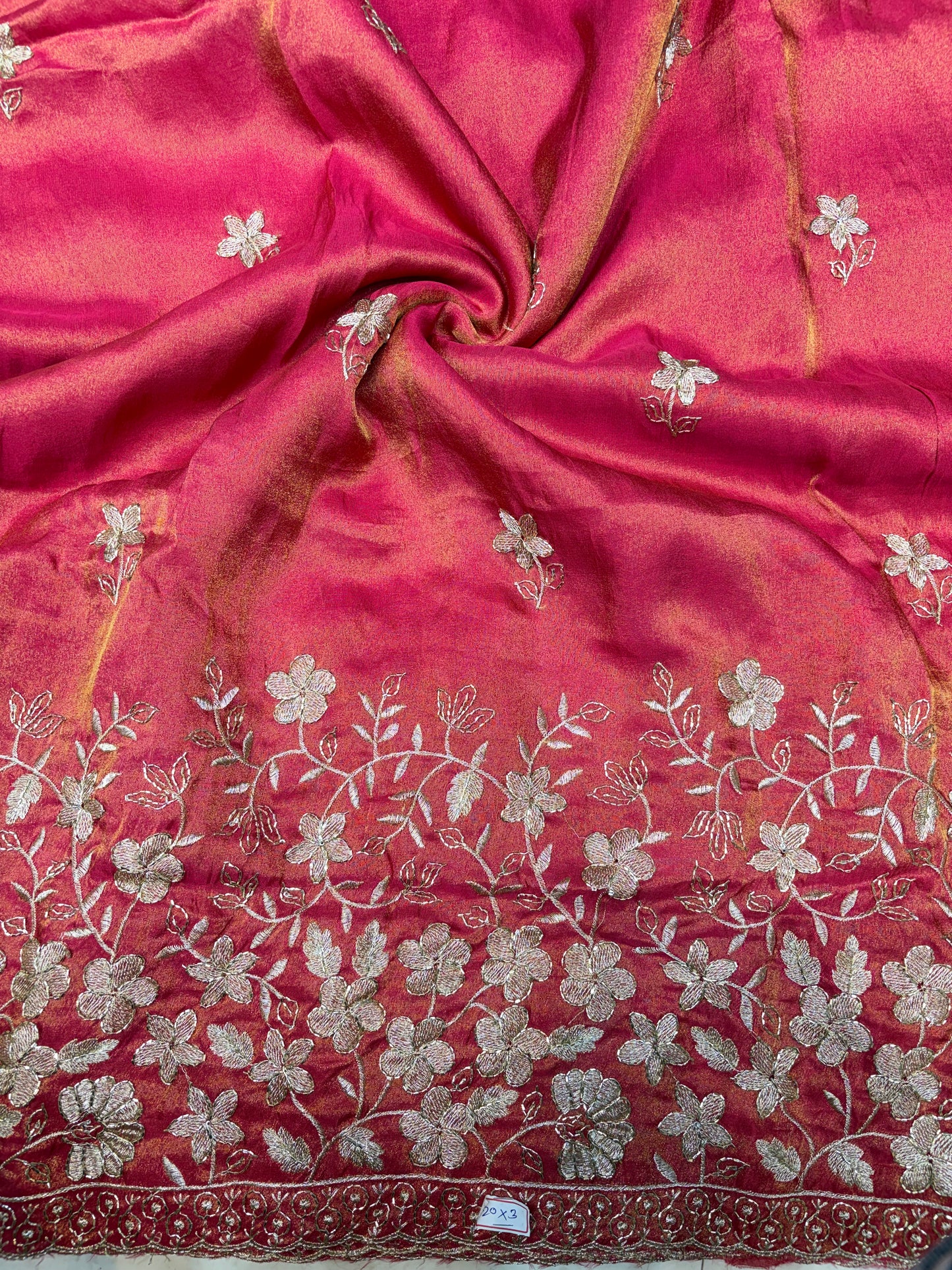 Pure viscouse tissue with beats work flower design