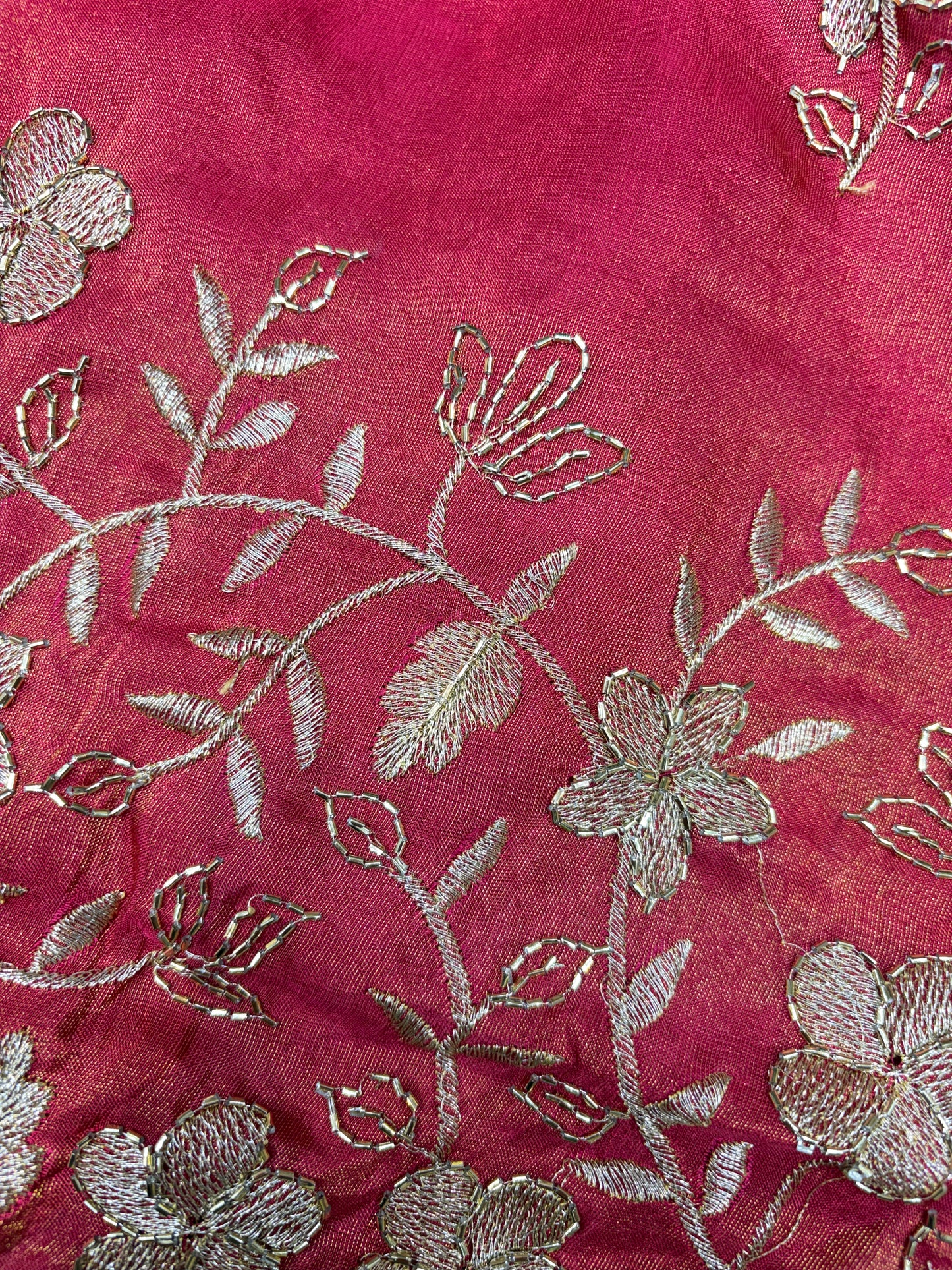 Pure viscouse tissue with beats work flower design