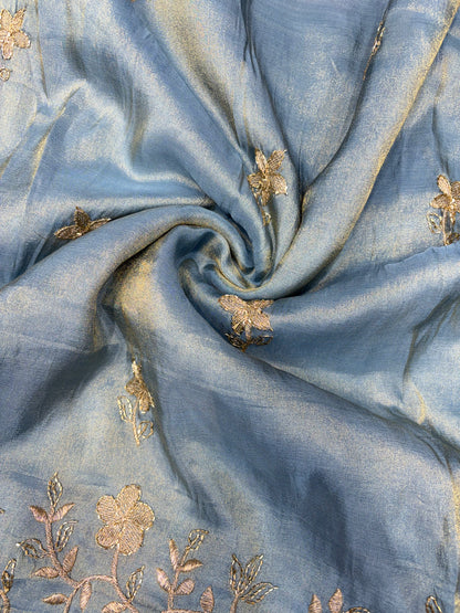 Pure viscouse tissue with beats work flower design 44WDTH