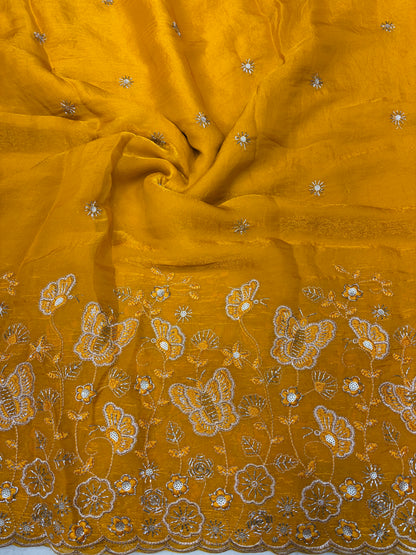 Beautiful Space Silk butterfly design 🦋beats work 44inch width Sare, lehengas , duppats , gowns, kurti , Anarkali’s