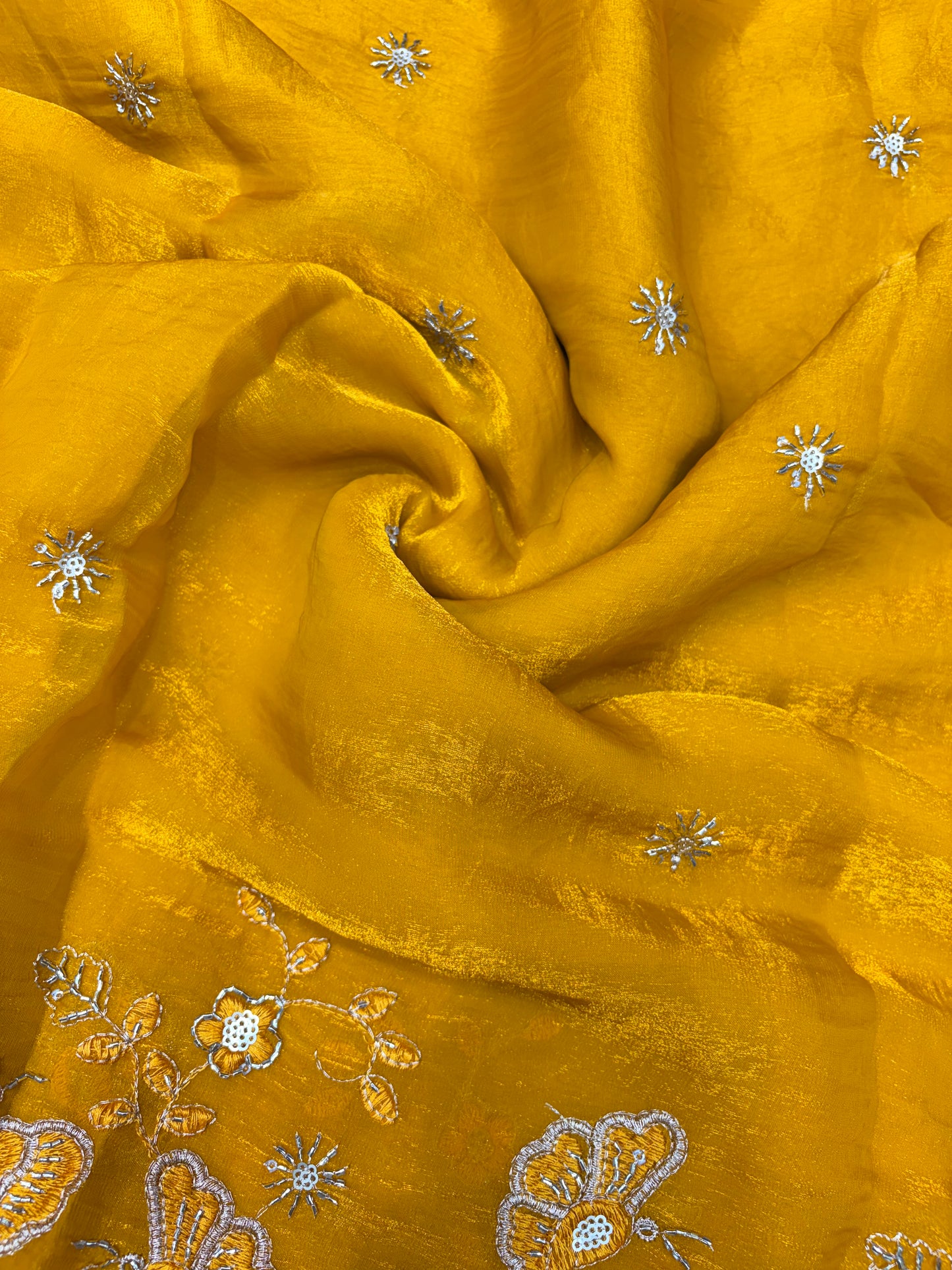 Beautiful Space Silk butterfly design 🦋beats work 44inch width Sare, lehengas , duppats , gowns, kurti , Anarkali’s