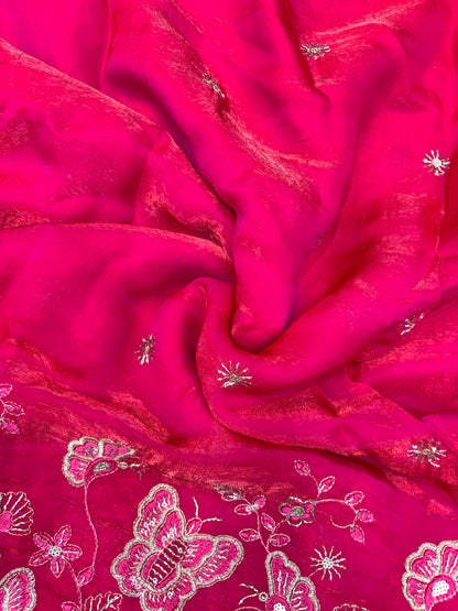 Beautiful Space Silk butterfly design 🦋beats work 44inch width Sare, lehengas , duppats , gowns, kurti , Anarkali’s